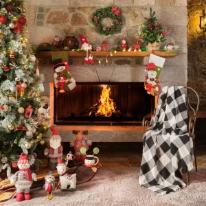 KARACA HOME New Year Woodland Plaid à carreaux noir et blanc 130x170 cm